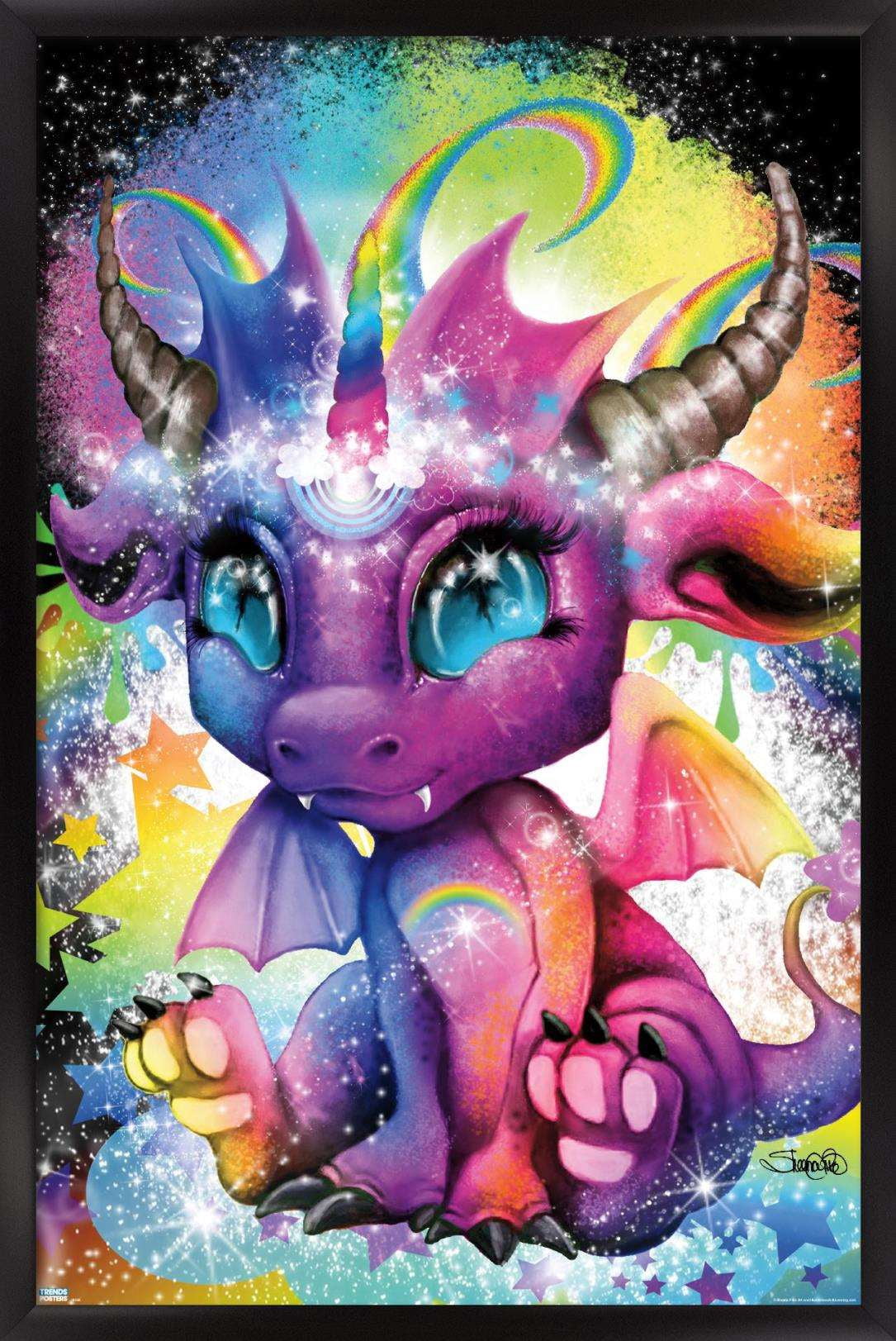 Sheena Pike - Rainbowcorn - Lil DragonZ Wall Poster, 22.375" x 34", Framed