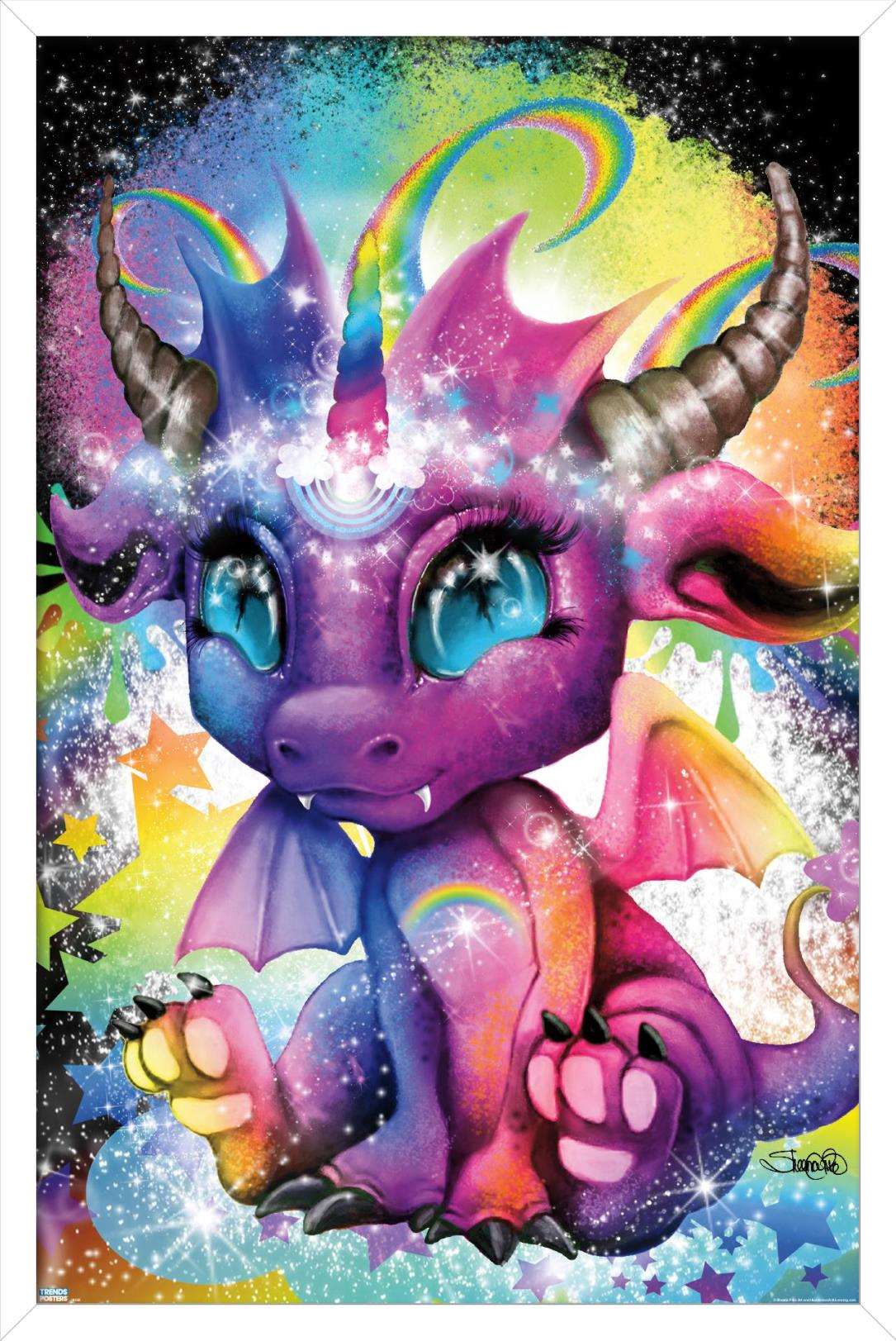 Sheena Pike - Rainbowcorn - Lil DragonZ Wall Poster, 22.375" x 34", Framed
