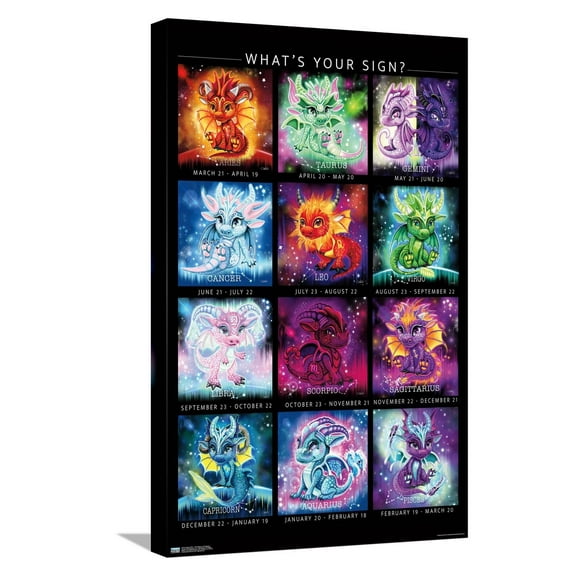 Sheena Pike - The Zodiacs Lil Dragonz Canvas Wall Poster, 14.725" x 22.375"
