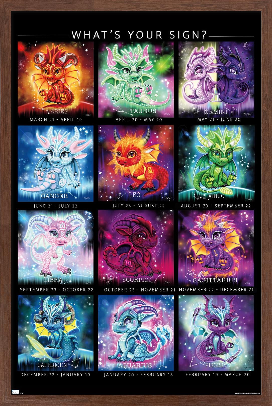 Sheena Pike - The Zodiacs Lil Dragonz Wall Poster, 14.725" x 22.375" Framed