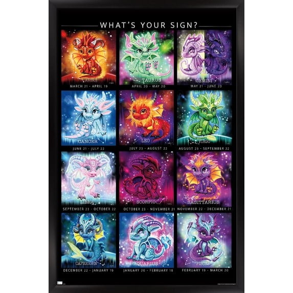 Sheena Pike - The Zodiacs Lil Dragonz Wall Poster, 14.725" x 22.375" Framed