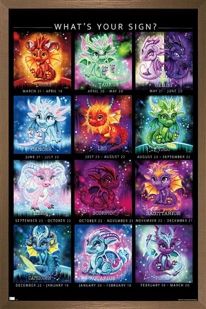 Sheena Pike - The Zodiacs Lil Dragonz Wall Poster, 22.375" x 34" Framed