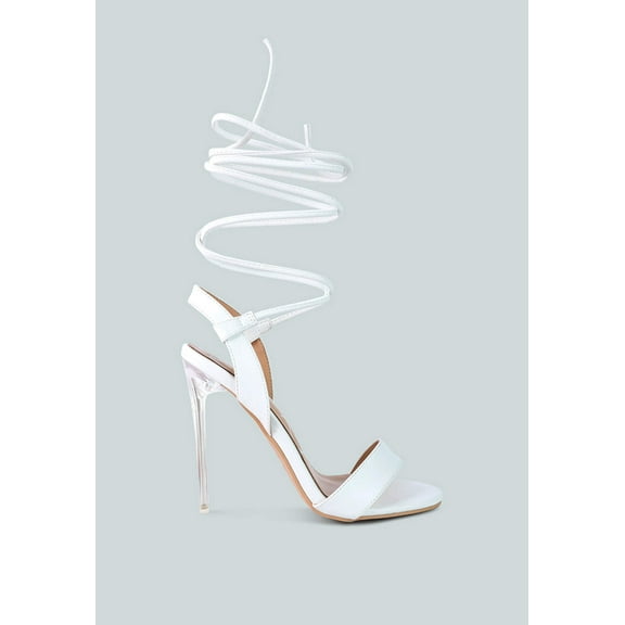 Sheeny Clear Stiletto Lace Up Heels