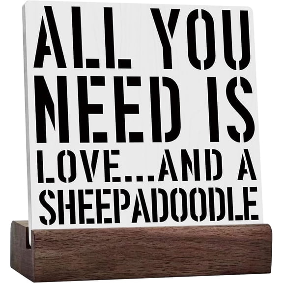 Sheep Adoodle Mom Home Wall Decor Rustic All You Need Is Love And A Sheepadoodle Ceramic Table Sign Plaque