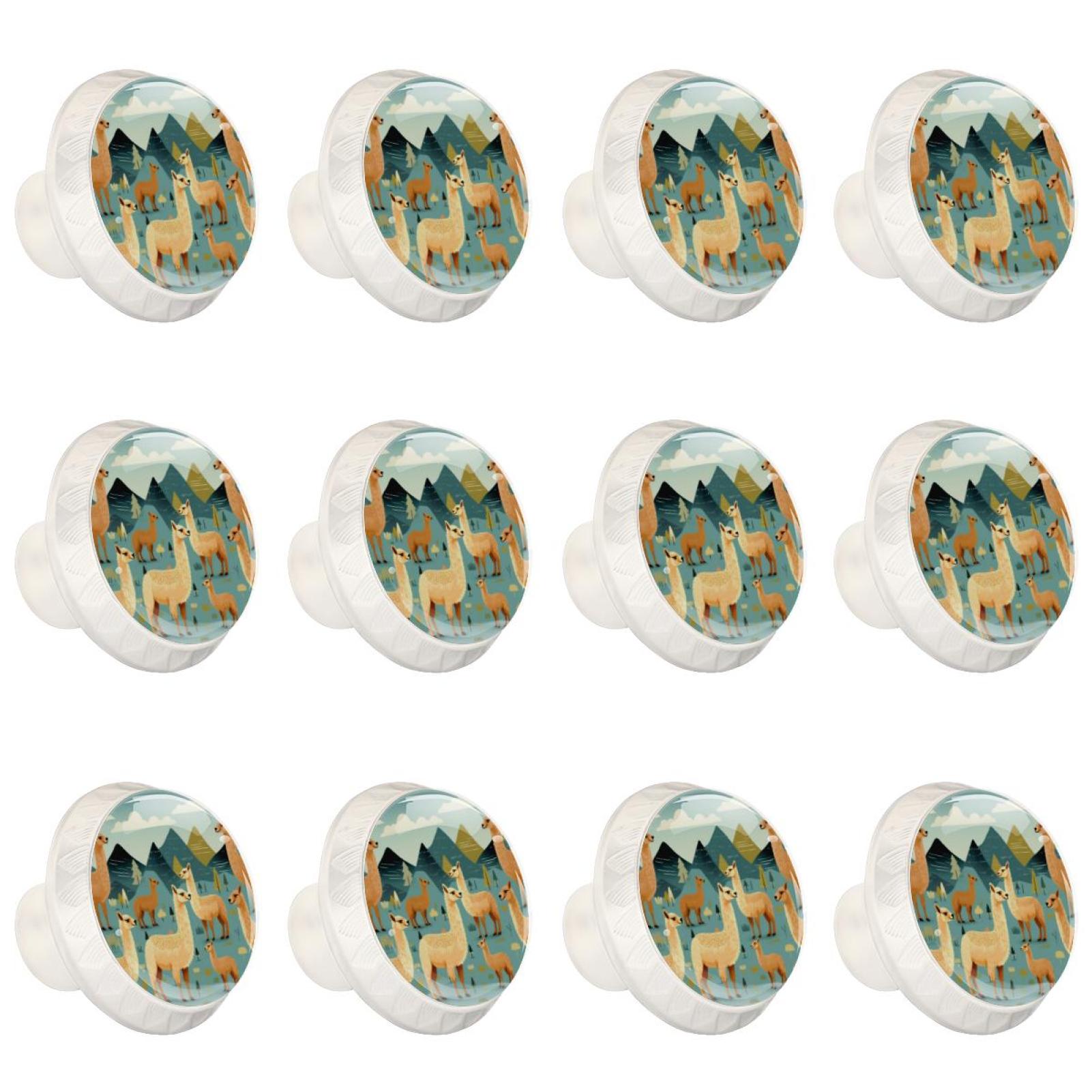 4 Pack Hot Cocoa Cabinet Knobs - Round Crystal Glass Drawer Pulls For Kitchen, Dresser (Black)