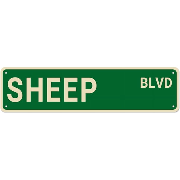 Sheep BLVD Street Sign, Sheep Sign Sheep Decor Sheep Lover Gift, Funny Wall Decor for Home/Farmhouse/Man Cave, Quality Metal Signs 16x4 Inch