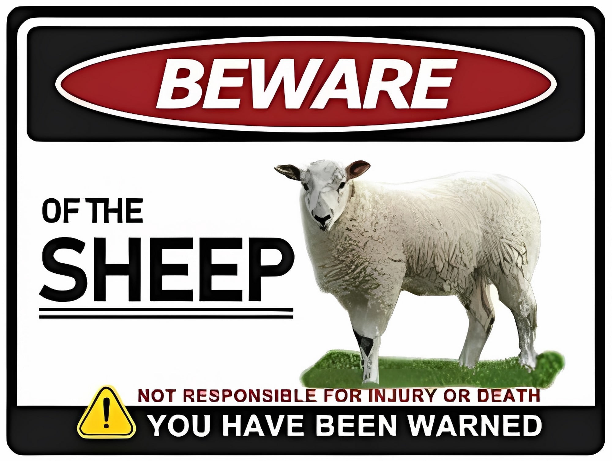 Sheep Beware Warning Sign - 12×8 Inches, Metal, Home Outdoor Yard Fence ...