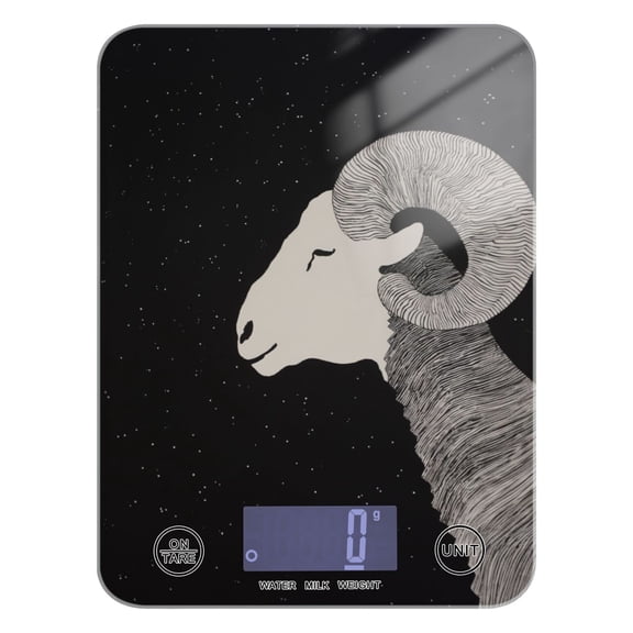 Sheep Black Food Scale Digital Kitchen Scale Waterproof Tempered Glass Tare Function 11 lb for Baking Cooking Meal Prep