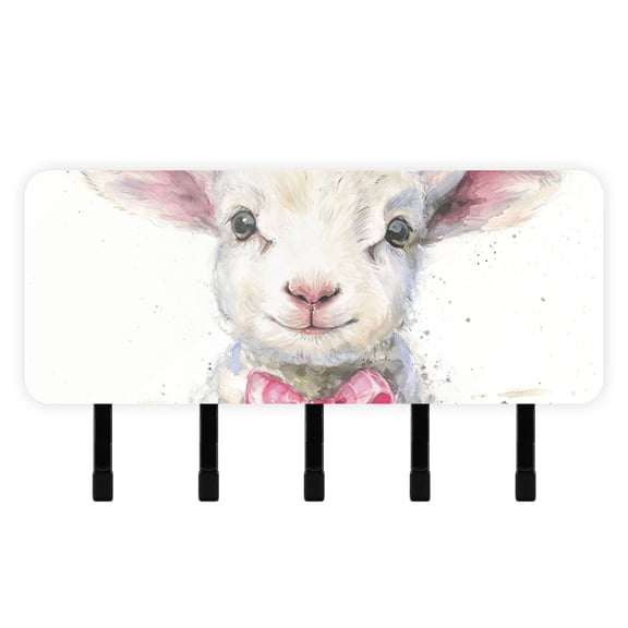 Sheep Bow Mail Holder Organizer Wall Mount with Shelf Key Holder Key Rack with 5 Key Hooks for Wall Decorative
