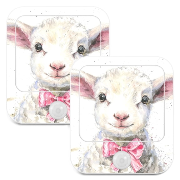 Sheep Bow Night Lights Plug into Wall LED with Auto Light Sensor Warm Light for Kids Hallway Bedroom Living Room Kitchen Bathroom Set of 2
