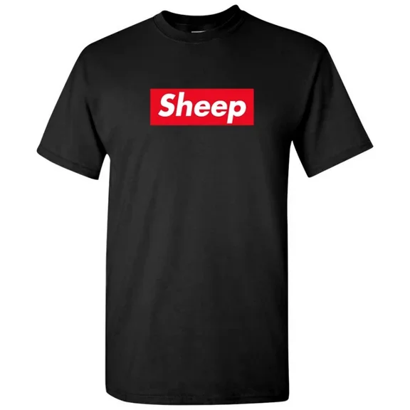 Sheep Box Logo - Funny Trendy Ironic Urban Streetwear T Shirt
