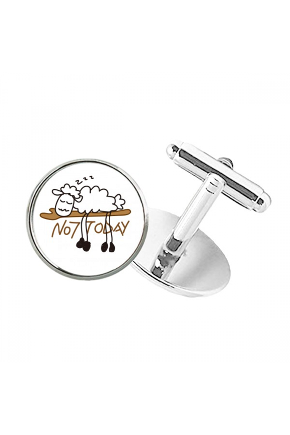Sheep Branches Rest Sleep Round Button Cuff Clip Stud Cufflinks