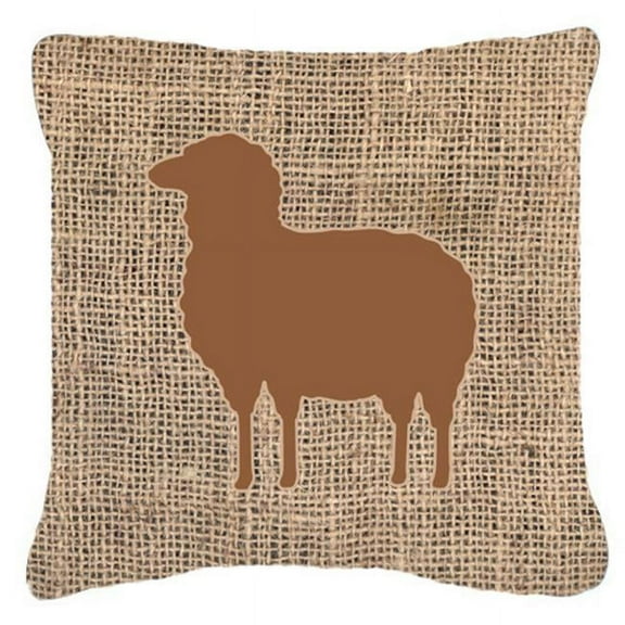 Sheep Burlap & Brown Decorative Fabric Pillow