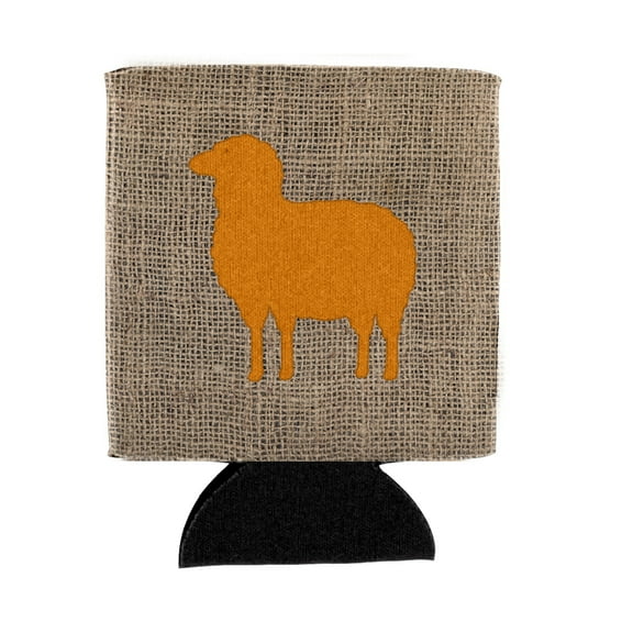 Sheep Burlap and Orange Can or Bottle Hugger