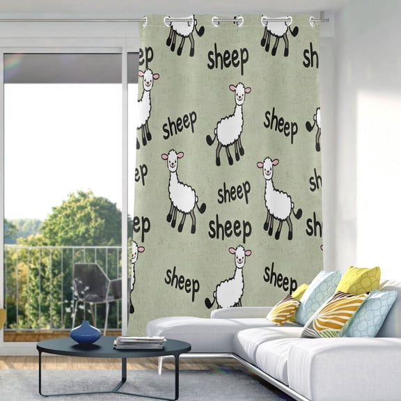 Sheep Cartoon Blackout Curtains 84"x42" Thermal Insulated Curtain 1 Panel