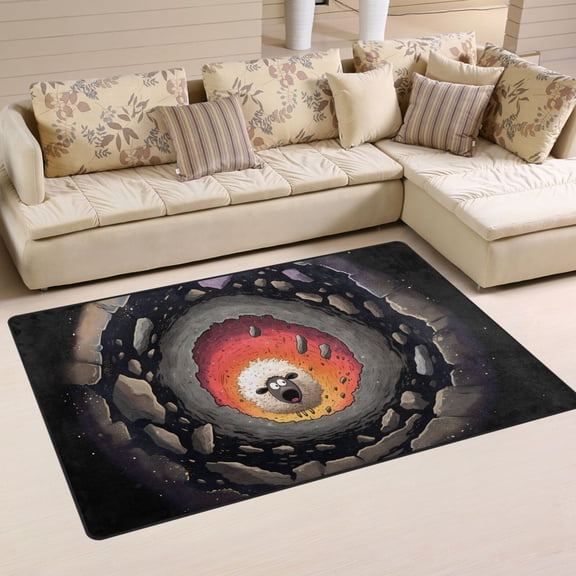 Sheep Cave Stones Area Rug Washable Floor Carpet Mat 60 x 39 inch for Bedroom Living Room Kids Room Home Decor