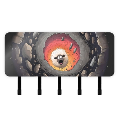 Sheep Cave Stones Mail Holder Organizer Wall Mount with Shelf Key Holder Key Rack with 5 Key Hooks for Wall Decorative