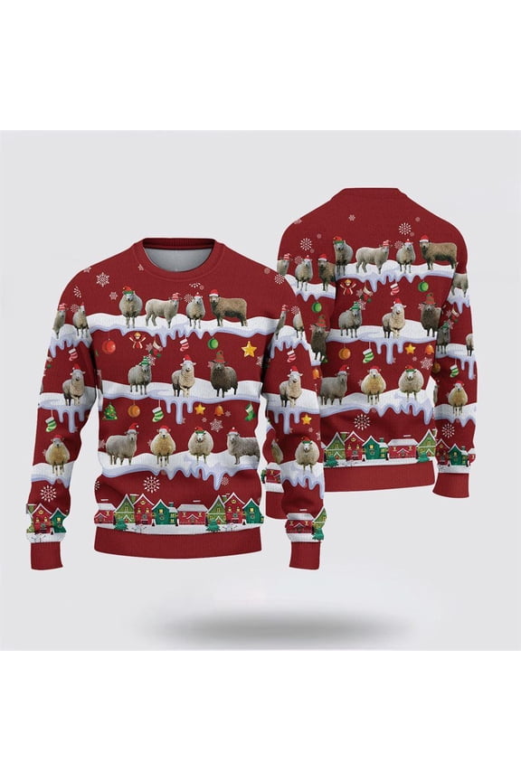 Sheep Christmas Knitted Sweater, Gifts For Farmers, Rural Lovers