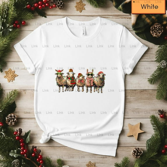 Sheep Christmas Light Sheeps Cute Funny Farm Art Top Unisex T-Shirt, up to size 5XL