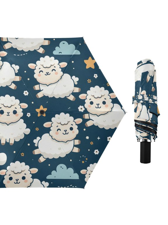 Sheep Cloud Star Compact Sun Umbrella Windproof Travel Umbrellas for Rain Strong Portable UV Protection