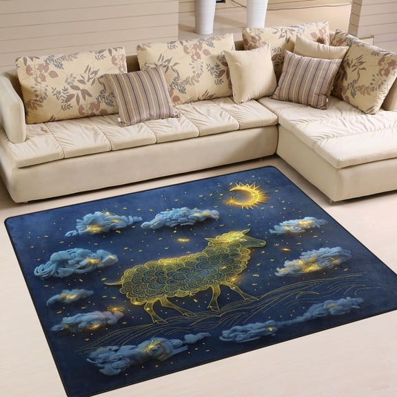 Sheep Clouds Moon Area Rug Washable 80 x 58 Floor Carpet Mat Non Slip for Bedroom Living Room Home Decor