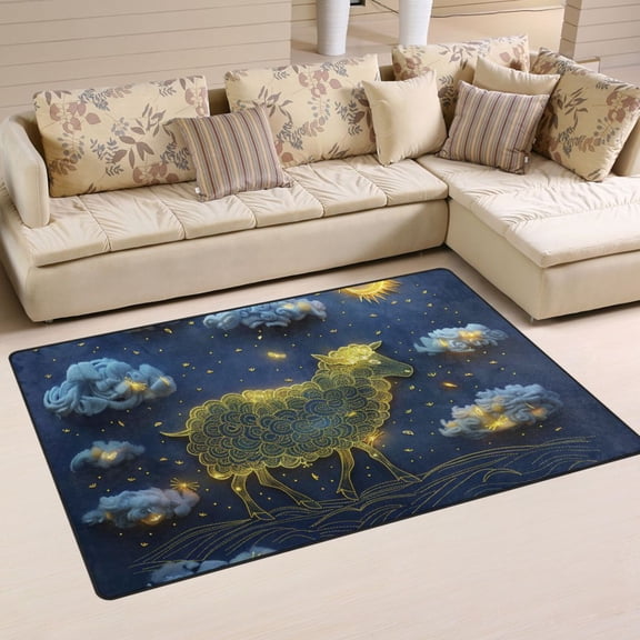 Sheep Clouds Moon Area Rug Washable Floor Carpet Mat 60 x 39 inch for Bedroom Living Room Kids Room Home Decor