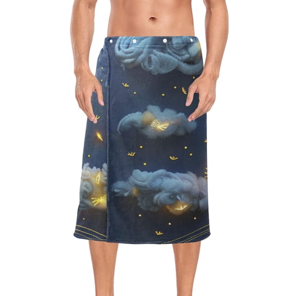 Sheep Clouds Moon Bath Towel Wrap for Man Adjustable Shower Wrap Button Closure Body Towel for Sauna Gym
