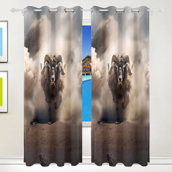 Sheep Clouds Run Black Out Curtains 84 Inch Length for Bedroom Living Room Windows 2 Panels Set