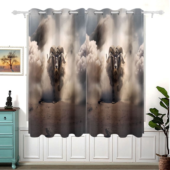 Sheep Clouds Run Blackout Curtain Panels 63x55in Drapes Privacy Assured for Living room Bedroom Bathroom 2 panels set