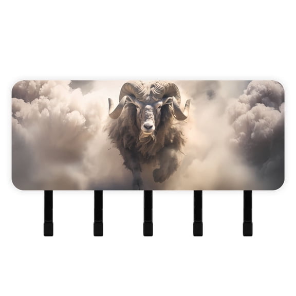 Sheep Clouds Run Mail Holder Organizer Wall Mount with Shelf Key Holder Key Rack with 5 Key Hooks for Wall Decorative