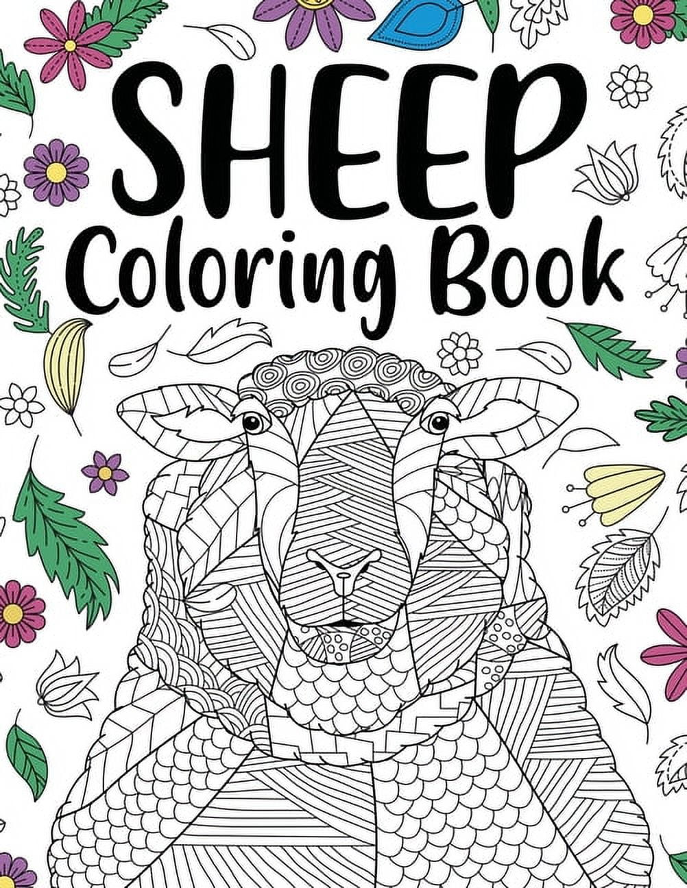 Sheep Coloring Book: Adult Coloring Book, Sheep Lovers Gift, Floral Mandala Coloring Pages, Animal Coloring Book, Funny , (Paperback)