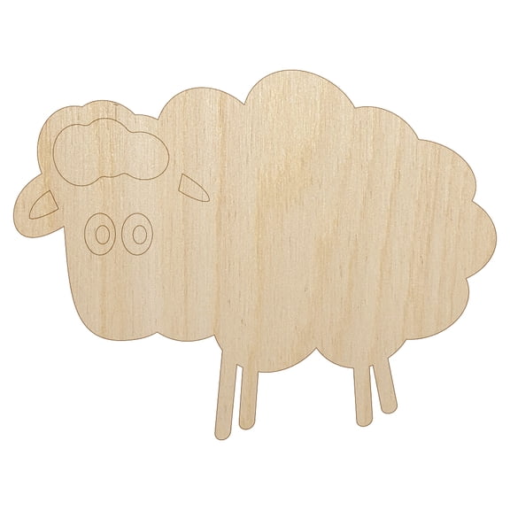 Sheep Doodle Wood Shape Unfinished Piece Cutout Craft DIY Projects - 4.70 Inch Size - 1/4 Inch Thick