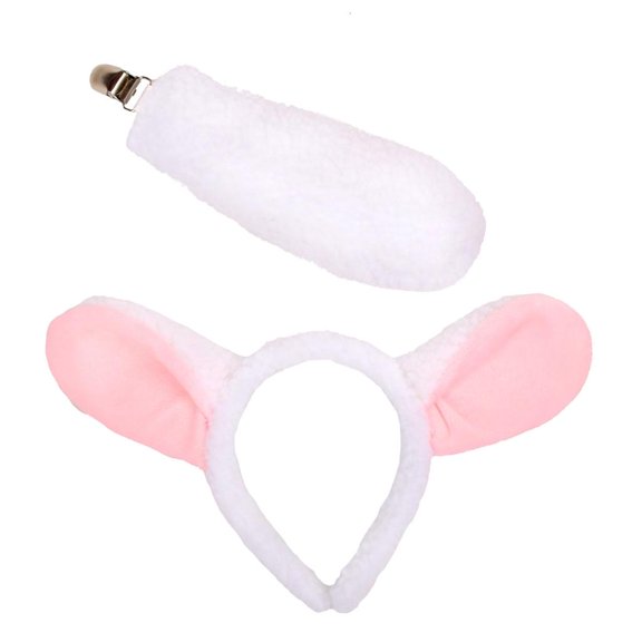 Sheep Ear Headband With Tail Set Comfortable Headpiece Decoration Easy To Wear For Role Playing Activities