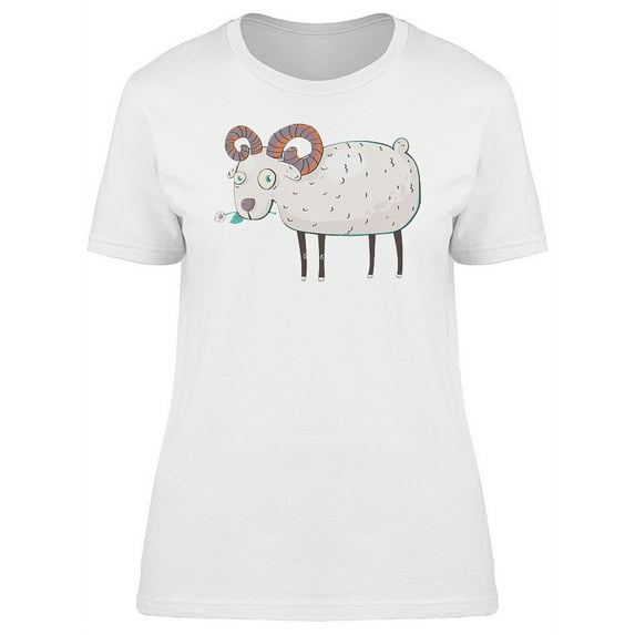Sheep Eating Flower T-Shirt Women -Image by Shutterstock, Female Small