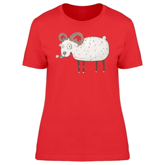 Sheep Eating Flower T-Shirt Women -Image by Shutterstock, Female XX-Large