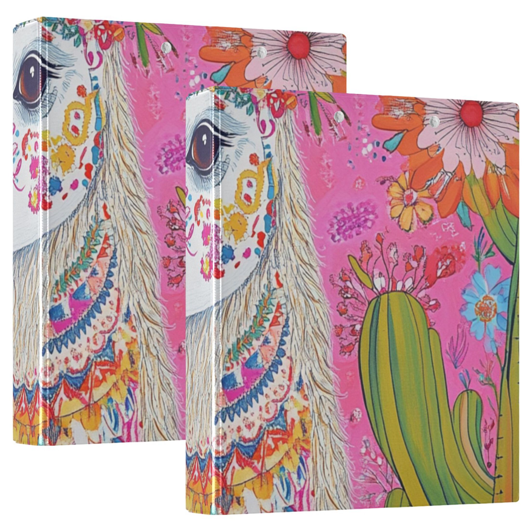 Sheep Face 3 Ring Binders 1.5 inch Hardcover File Folders with Interior Pockets A4 Size Organizer for School Office Hospital