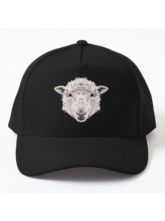 Sheep Face Baseball Hat, Farm Animal Portrait Graphic Design, Classic Cap