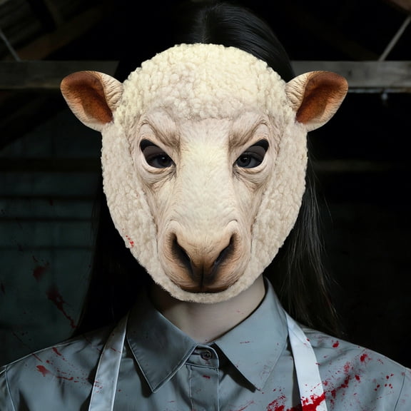 Sheep Face Mask Scary Halloween Mask Masquerade Mask for Halloween Party Accessory for Student and Adults White 1 Pack