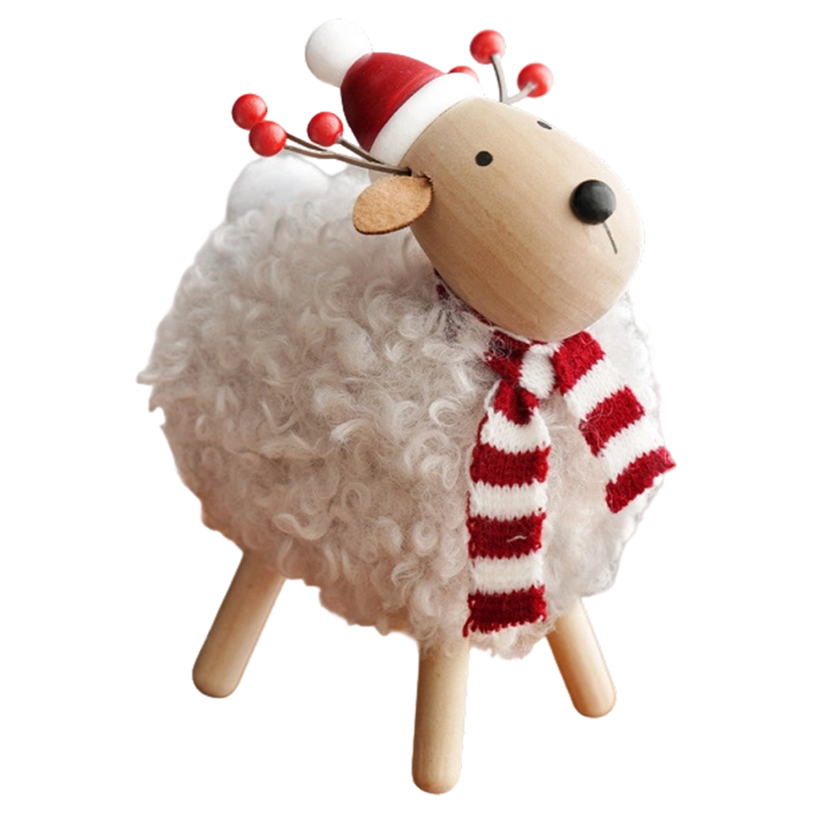 Sheep Window Display Sheep Figurine Christmas Wooden Tabletop Ornament With Lint Wood ...