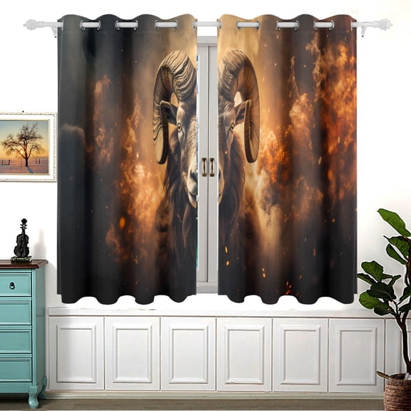 Sheep Fire Clouds 5455 Inch Black Out Curtains 2 Packs Aesthetic for Bedroom Living Room Sliding Glass Doors Kitchen Windows