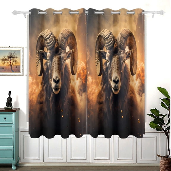 Sheep Fire Clouds Blackout Curtain Panels 63x55in Drapes Privacy Assured for Living room Bedroom Bathroom 2 panels set