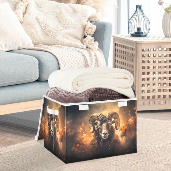 Sheep Fire Clouds Storage Basket Foldable Laundry Basket Shelf Kids Toy Storage Container Organizer with Handles