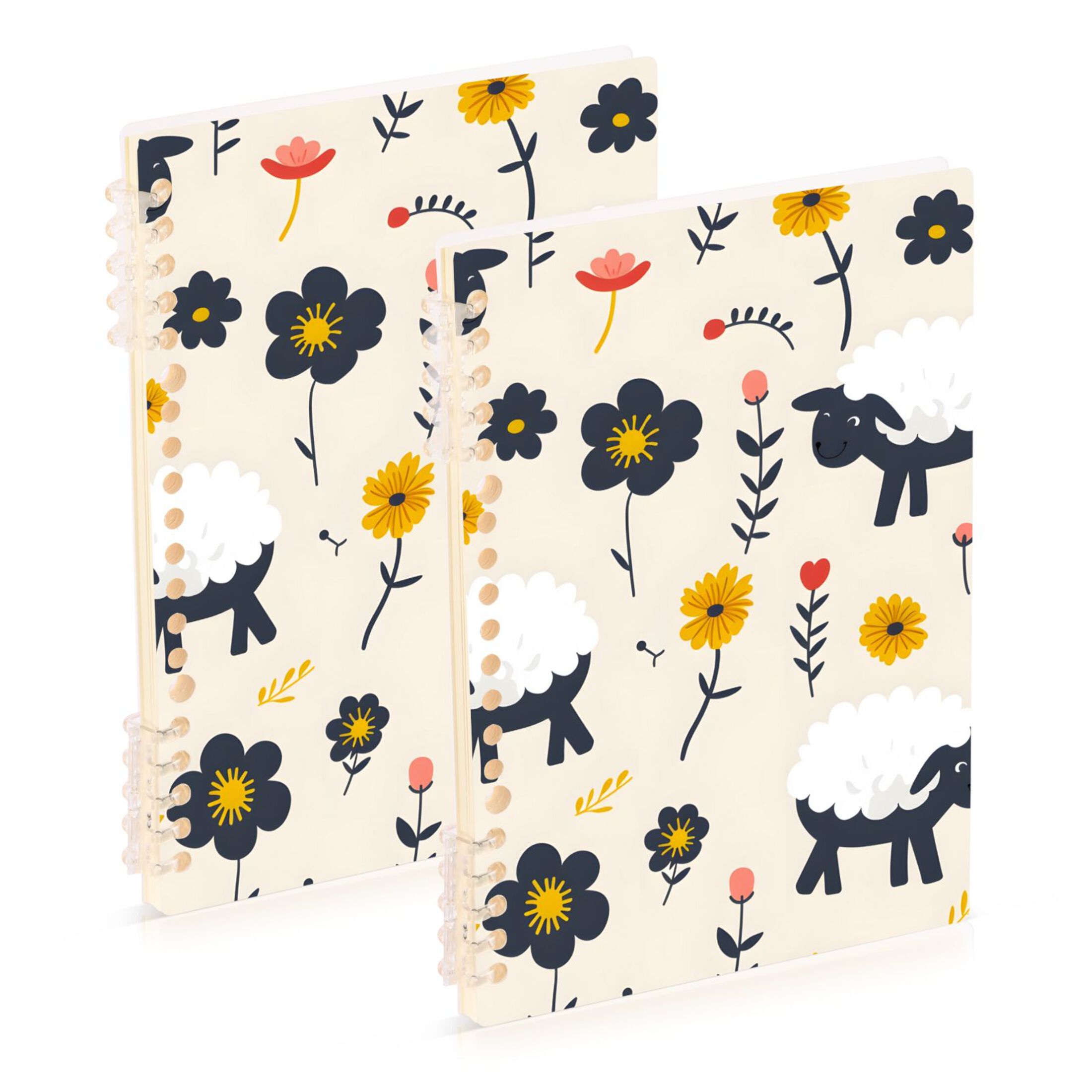 Sheep in Floral Field Cute Cartoon Notebook Detachable Coil Notebook ...