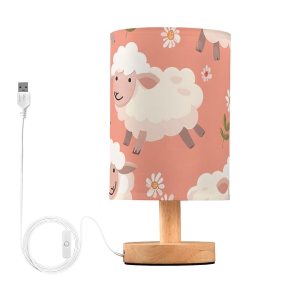 Sheep Flowers Leaves Table Lamp with USB Port LED Warm Light Lamp Night Light Home Decor