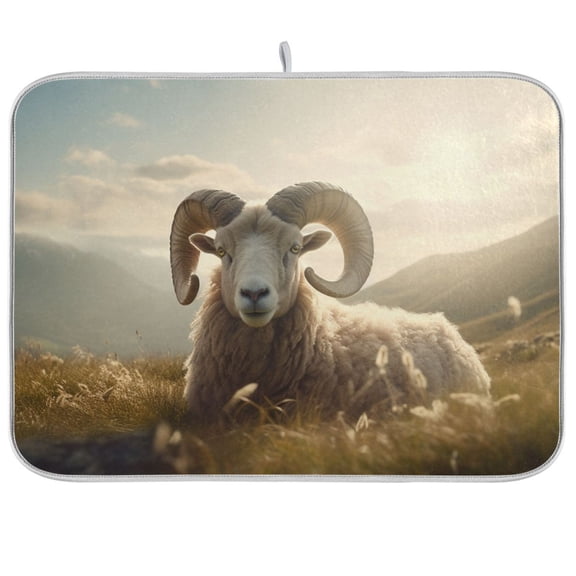 Sheep Grass Mountain Sunlight Dish Drying Mat Dish Drainer Rack Mats Water Absorbent Non-Slip Easy Clean Heat Resistant for Kitchen Counter
