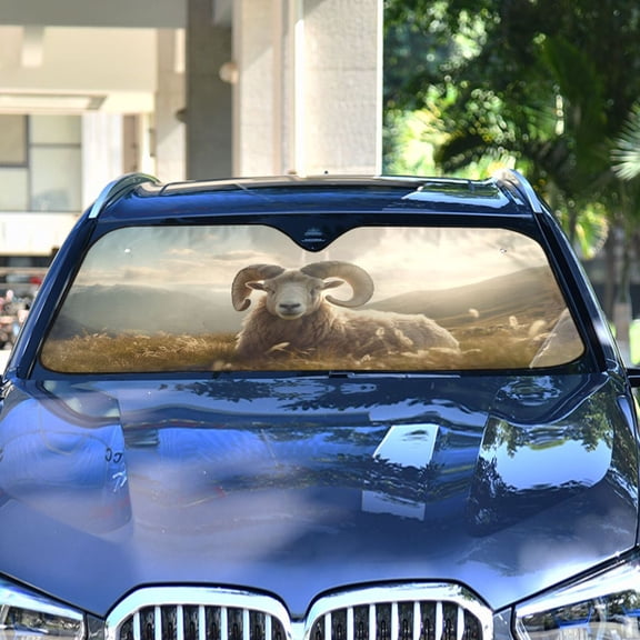 Sheep Grass Mountain Sunlight Automotive Front Car Windshield Sun Shade Reflector Foldable for Front Fit for Cars Truck SUVs