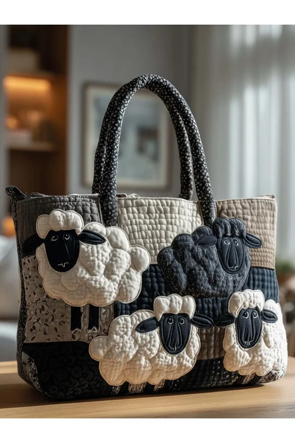 Sheep Haven Quilted Tote Bag