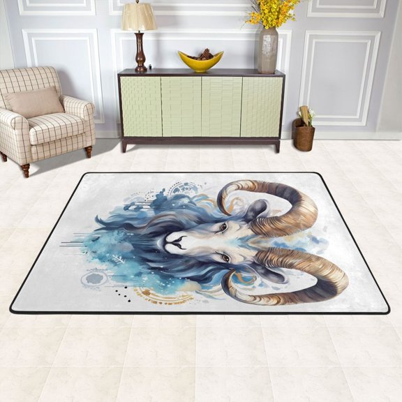 Sheep Head Area Rug Washable 72 x 48 Floor Carpet Mat Non Slip for Bedroom Living Room Kids Room Home Decor
