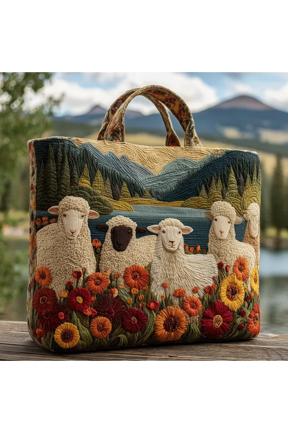 Sheep Heaven Quilted Tote Bag