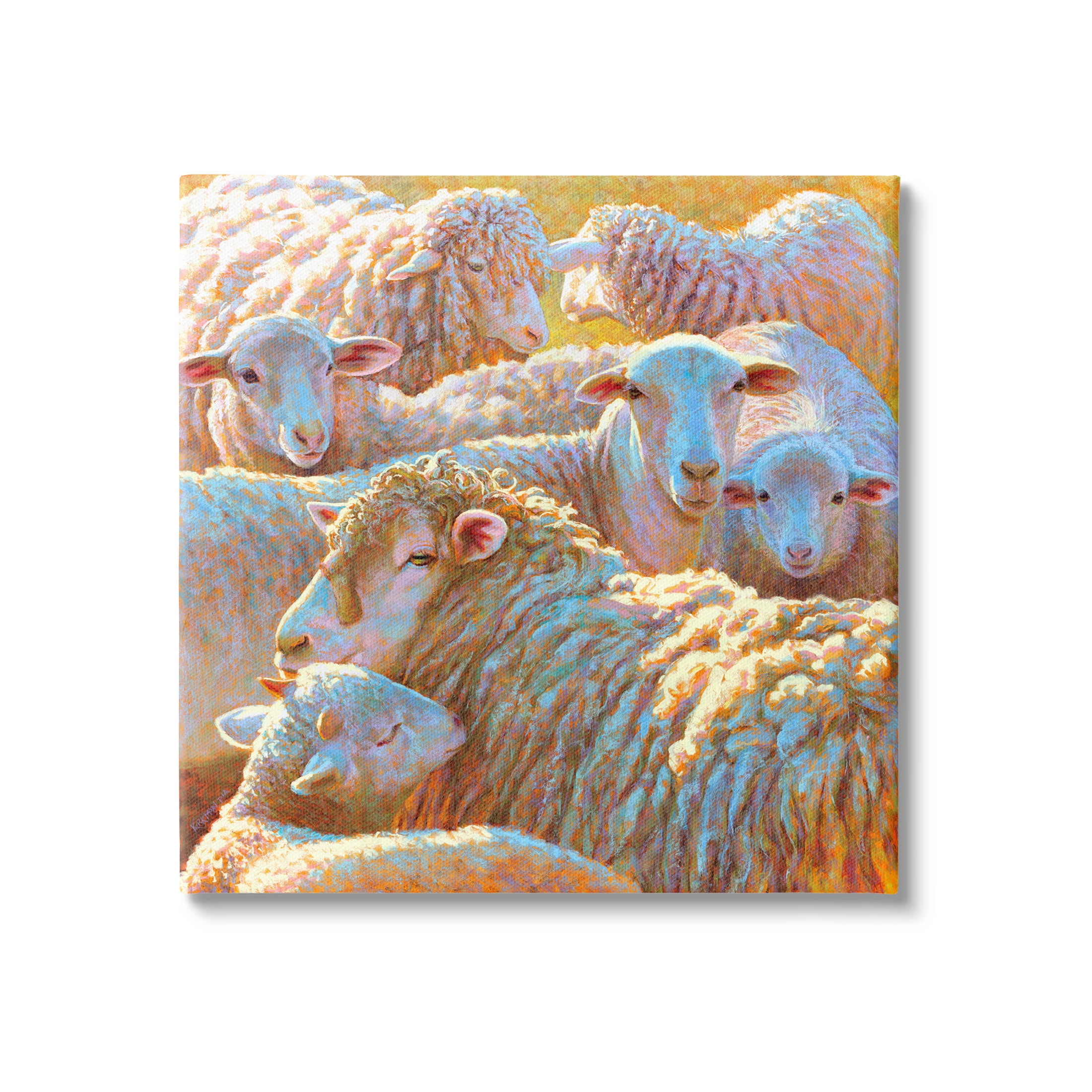 Sheep Herd Farm Animals Animals & Insects Painting Gallery Wrapped Canvas Print Wall Art